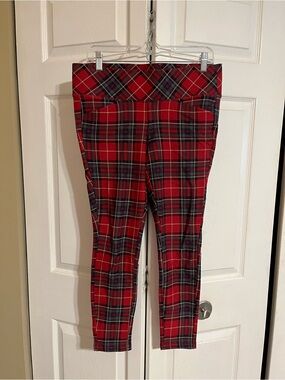 torrid Red Plaid Fold-Over Waist Leggings